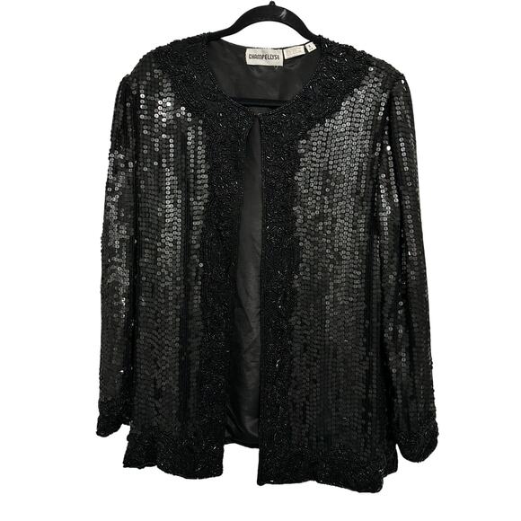 Vintage beaded silk Holiday New Years Dinner Jacket Size small 6 8 - Picture 1 of 8